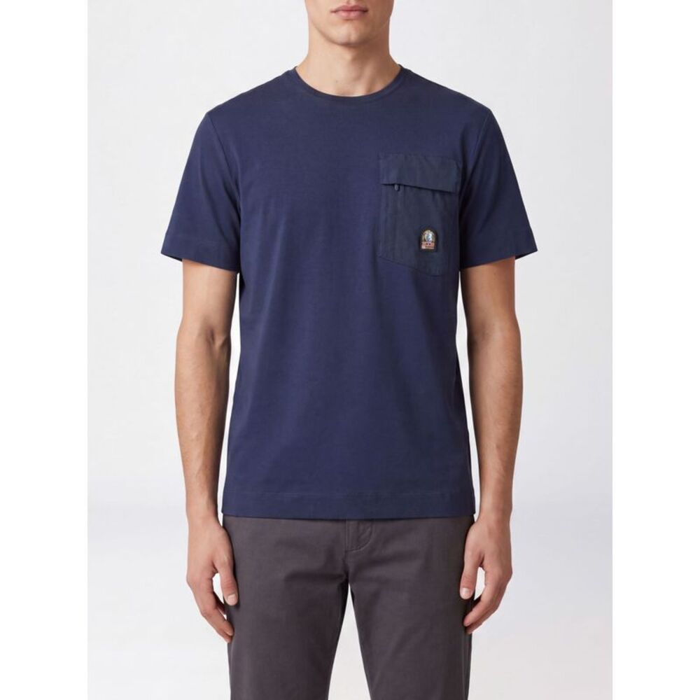 Parajumpers Men Crewneck Cotton T-Shirt Parajumpers With Zipped Patch Pocket